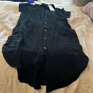 Black gauze beach dress